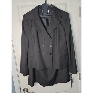 Tahari Arthur Levine skirt suit 'Anna' Sz 18 Black White Strip3 Dbl Breast NWT